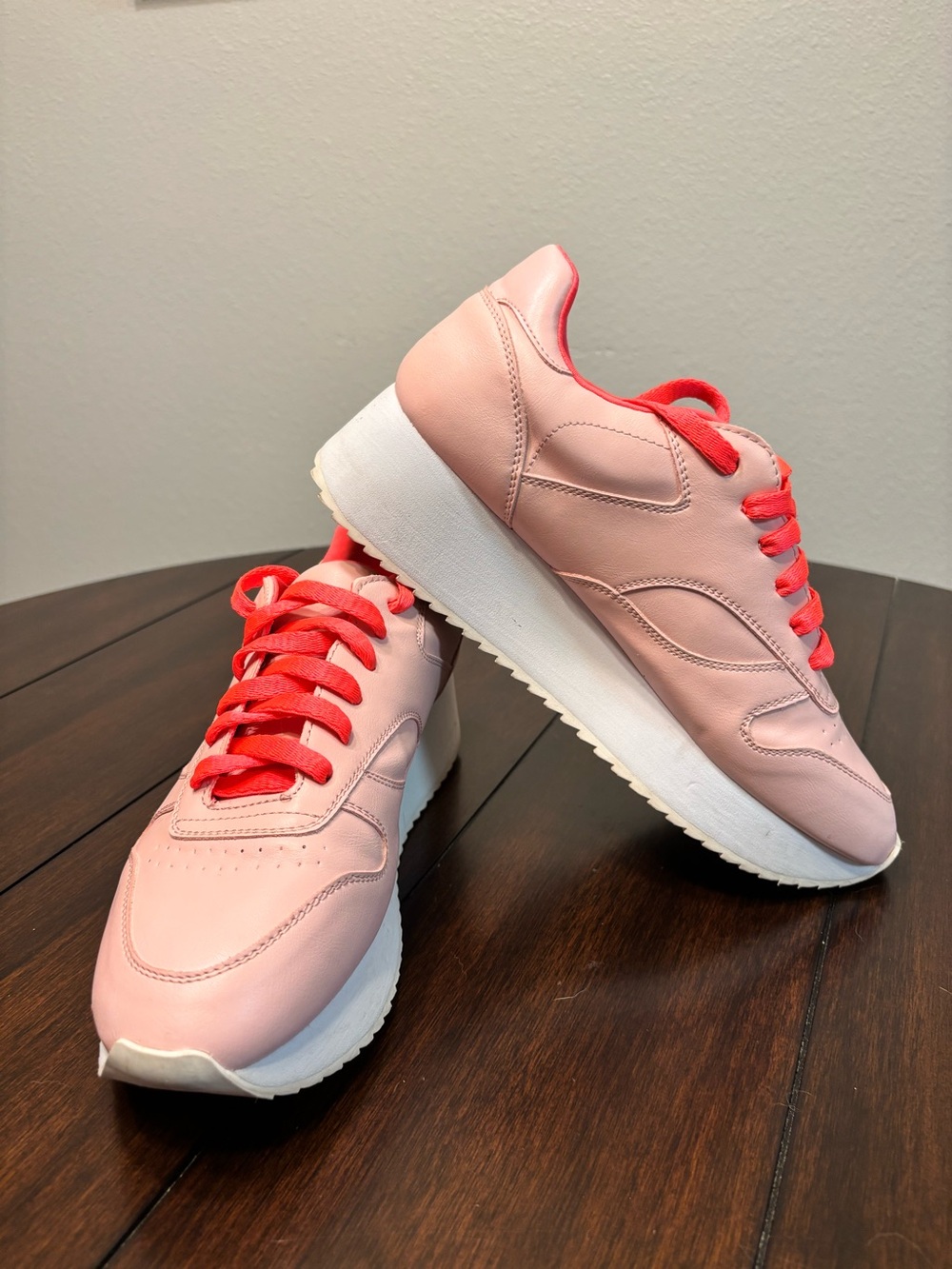 Madden Girl Pink Sneakers with Coral Laces 8.5